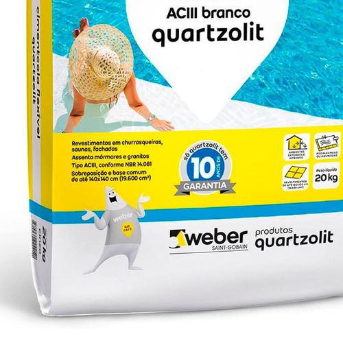 Argamassa AC3 Quartzolit Flexível Interno e Externo Branco 20kg