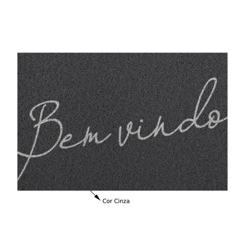 Capacho Vinil Light Kapazi Bem Vindo 2.0 Cinza 40x60cm