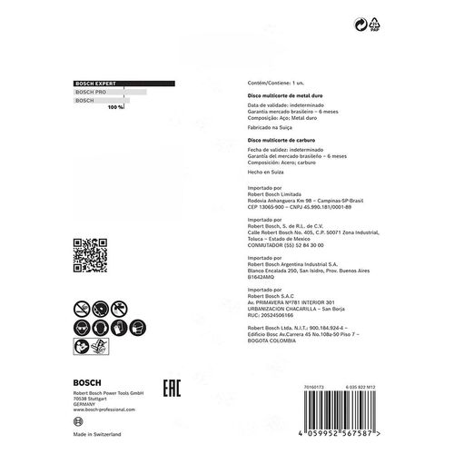 Disco de Corte Bosch Expert Carbide Multi Wheel 110x20mm