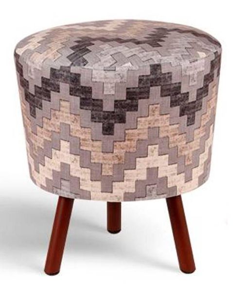 Puff Retro Primor Cônico Zig Zag Cinza