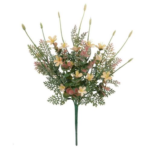 Arranjo Flor do Campo Eucalipto com Powder Flor Arte Pessego Outono 36cm