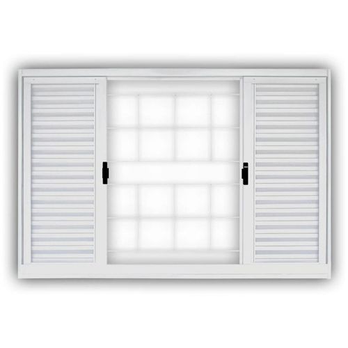 Janela Veneziana Aço Mgm 4 Folhas com Grade Branco 100x120x7