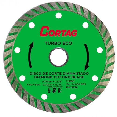Disco de Corte Diamantado Cortag Turbo Eco 110mm Furo 20mm