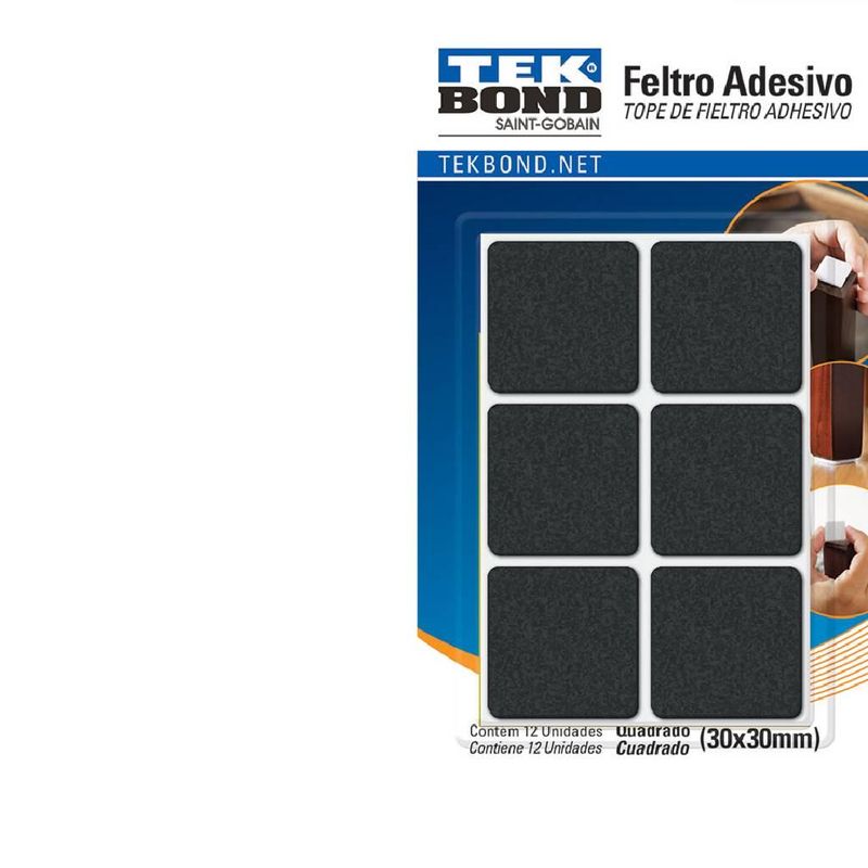 Ofertas de Feltro Adesivo Tekbond ultra forte, quadrado, preto com 12  unidades de 30mm x 30mm cada