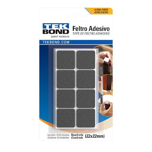 Feltro Quadrado Tekbond Preto Cartela com 16 unidades 22mm