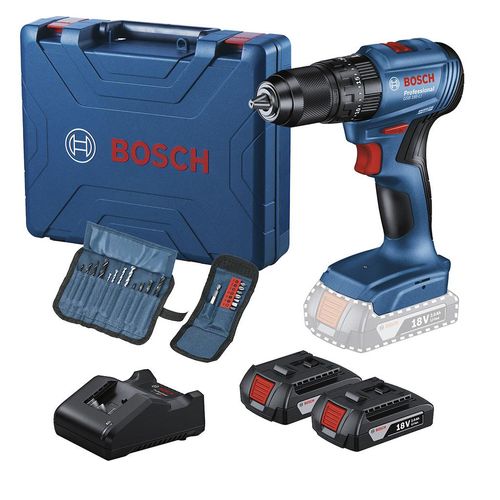 Parafusadeira/Furadeira de Impacto Bosch GSB 185-LI com Maleta 2 Baterias e 23 Acessórios