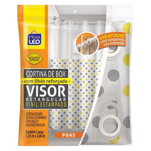 Cortina para Box Vinil com Ilhós Plast Leo Visor Retangular Poás 135x200cm
