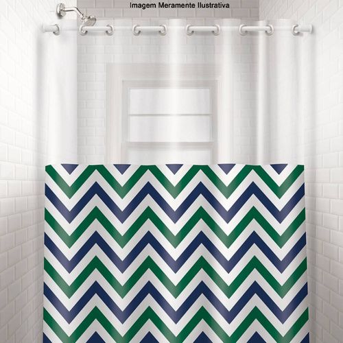 Cortina para Box Vinil com Ilhós Plast Leo Visor Retangular Zig Zag 135x200cm