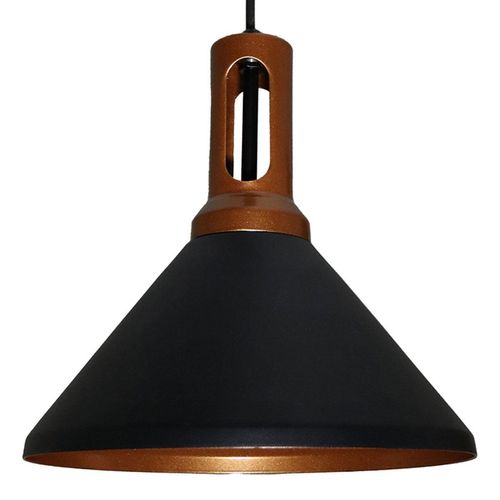 Pendente Alumínio Neo Iluminação Halandri Preto Difusor Cobre 1xE27