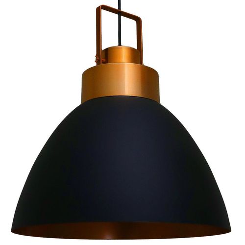 Pendente Alumínio Neo Iluminação Acanas Pequeno Preto Difusor Cobre 1xE27