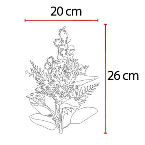 Buque Flor Mini Ramalhete Misto Flor Arte com Fita Vermelho 36cm
