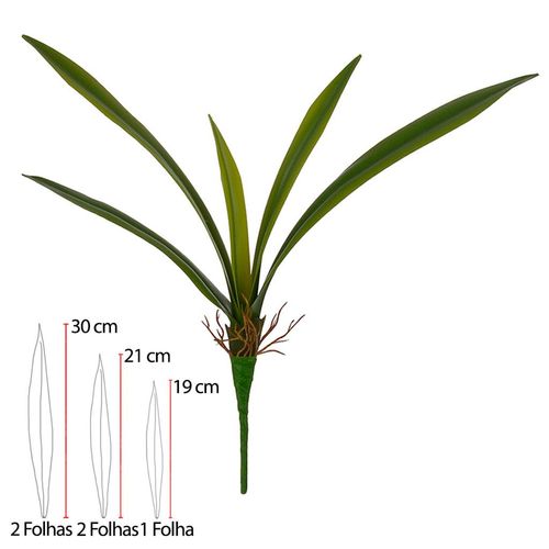 Folhagem Orquídea Flor Arte Cymbidium Real Toque Verde 40cm