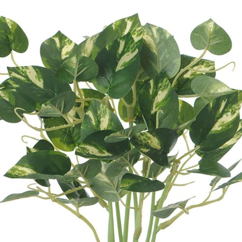 Folhagem Jiboia Flor Arte com Pote Verde Branco 22Cm