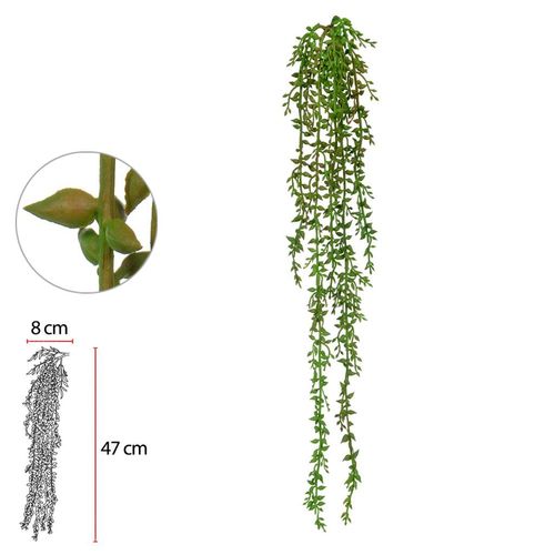Folhagem Suculenta de Plástico Flor Arte Sedum Verde 58cm