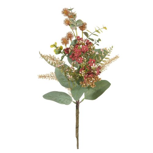 Buque Flor Mini Ramalhete Misto Flor Arte com Fita Vermelho 36cm