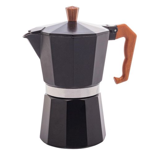 Cafeteira de Alumínio Wolff Italiana 6 Doses com Cabo em Plástico Preta Fosca 300ml