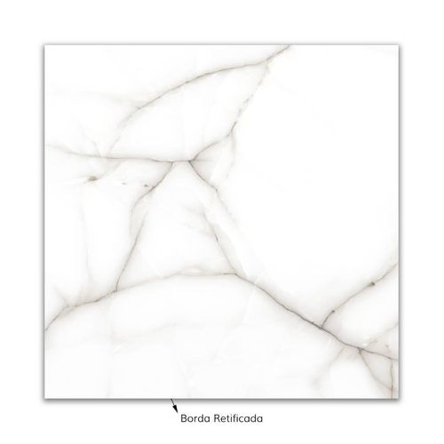 Cerâmica Acetinado Megalume Thassos Gris Retificado "A" 75x75cm