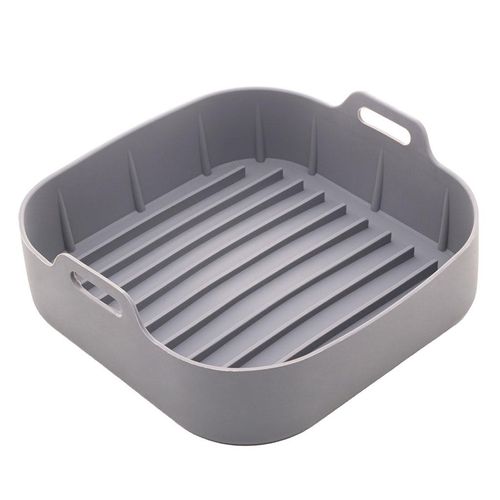 Forma Silicone para Air Fryer Lyor Quadrada Cinza 16x5,5cm