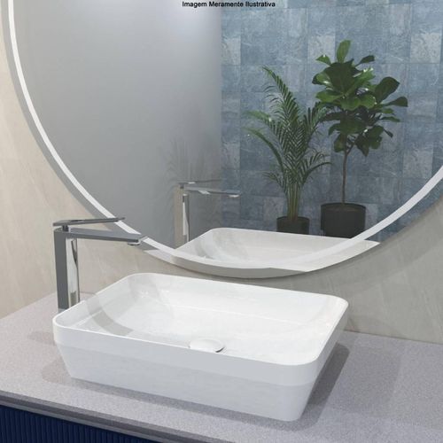 Cuba de Apoio Acqua Catena Retangular sem Mesa Branco 50x35x11cm