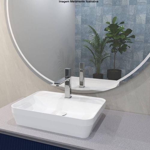 Cuba de Apoio Acqua Catena Retangular com Mesa Branco 50x35x11cm