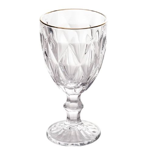 Taça de Vidro para Água Lyor Diamond com Fio de Ouro 325ml