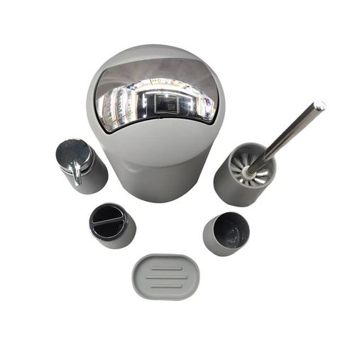Kit Acessórios para Banheiro NDI com 6 Peças Cinza