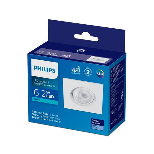 Spot Led de Embutir Quadrado Philips SL052 6,2w 550LM Luz Branca