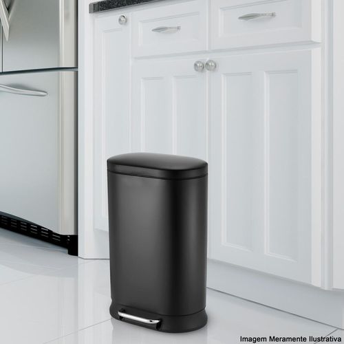 Lixeira Aço NDI Oval com Pedal - Preto 30 Litros