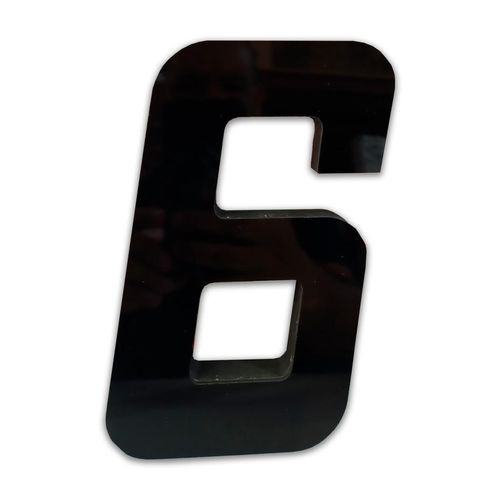 Número ACM Numeral Preto 3D 6 2087 185mm