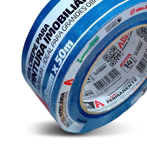 Fita Crepe para Pintura Imobilaria Adere Azul Externa e Interna 48mmx50m