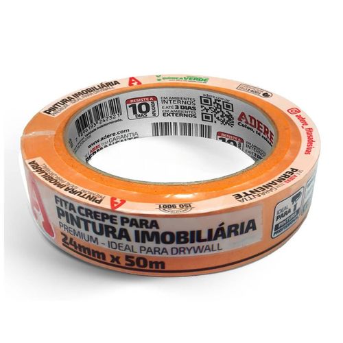Fita Crepe para Pintura Imobiliaria Adere Laranja (Drywall) 24mmx50m