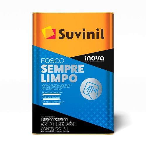 Tinta Acrílica 18L Fosco Sempre Limpo Branco Neve 50842064 Suvinil