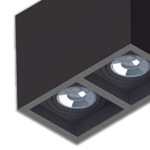 Spot Sobrepor para 2xDicróica Quadrado Boxit Recuado Preto SE-385.2550 Save Energy