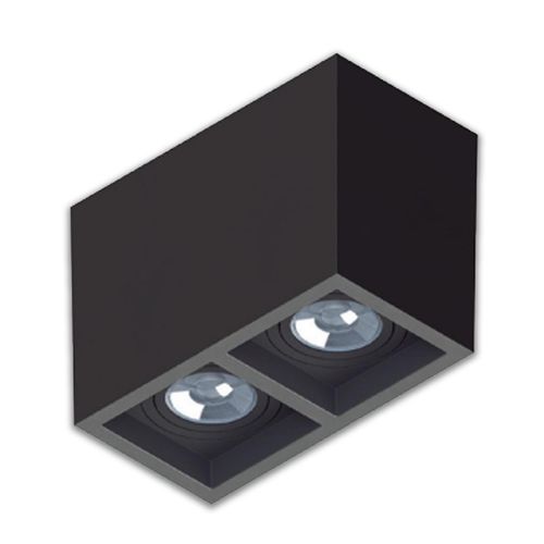 Spot Sobrepor para 2xPar20 Quadrado Boxit Recuado Preto SE-385.2562 Save Energy