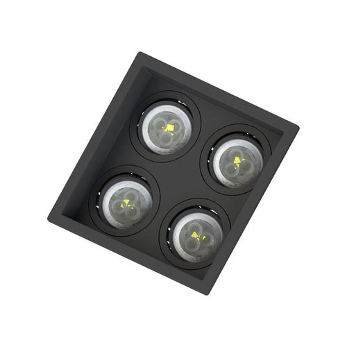 Spot de Embutir Quadruplo Mini Dicroica Recuado Preto SE-330.3129 Save Energy