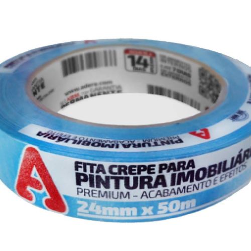 Fita Crepe para Pintura Imobiliaria Adere Azul Neon (Externa e Interna) 24mmx50m