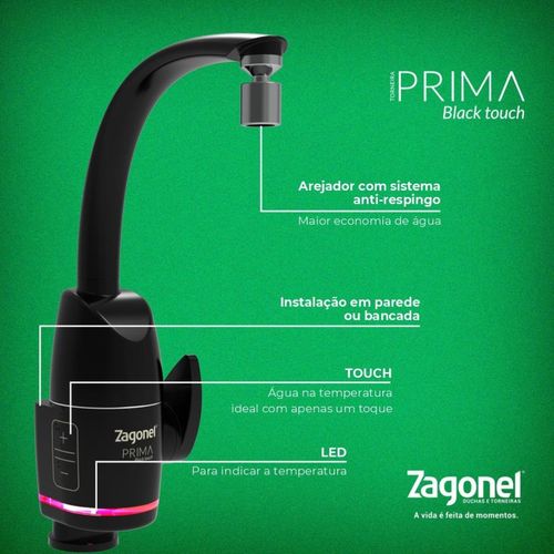 Torneira Eletrônica Zagonel Prima Black 5500W 220V