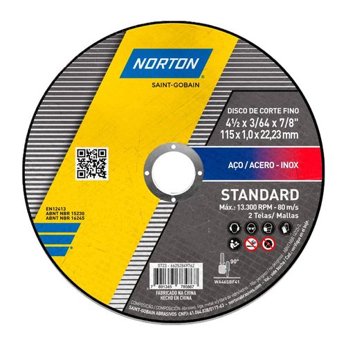 Disco de Corte Inox Norton Standard 115x1mm