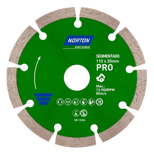 Disco de Corte Diamantado Norton Segmentado Pro 110mm