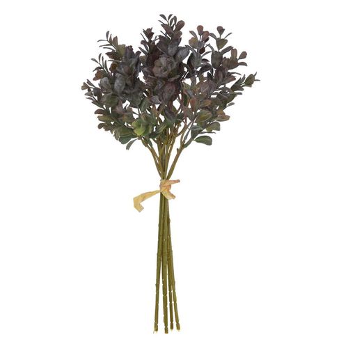 Folhagem Ramalhete com Fita Plástico Flor Arte Verde Purpura 35cm