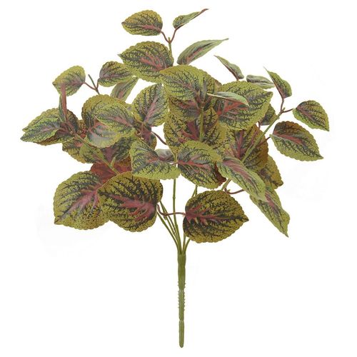 Folhagem Perilla Flor Arte Forração Real Toque Verde Purpura 38cm