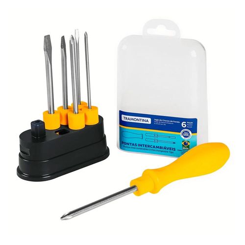 Jogo de Chave de Fenda/Philips com Pontas Intercambiáveis 6 Peças Tramontina