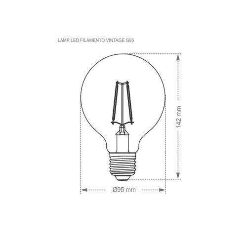 Lâmpada Led Filamento Taschibra Globo Vintage G95 Autovolt Âmbar 3w