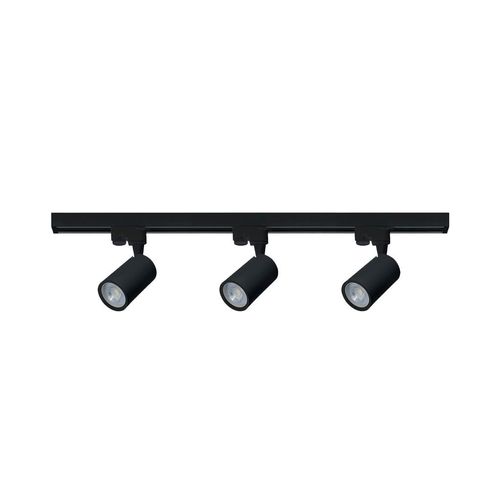 Kit Trilho Led Luminatti Preto Luz Amarela 5w 3 Spots 3000k Bivolt