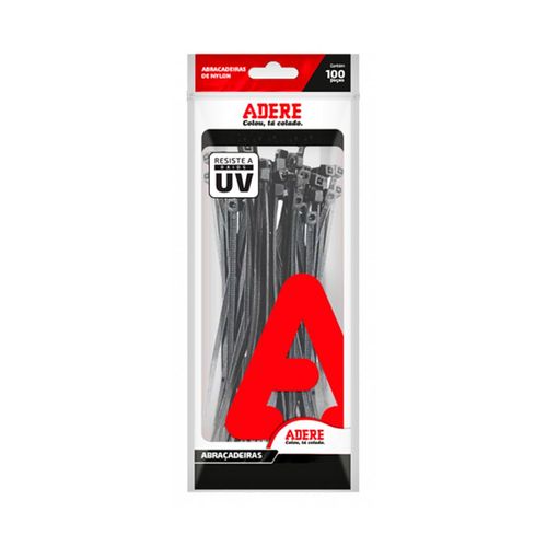 Abraçadeira de Nylon Adere Preto C/ 100 unidades 200x2,5mm