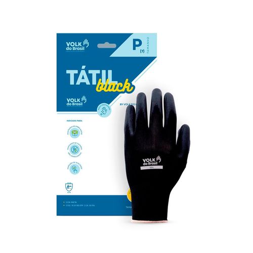 Luva Malha Volk Sintetica Revestida PU Tatil Black Tamanho 8 M