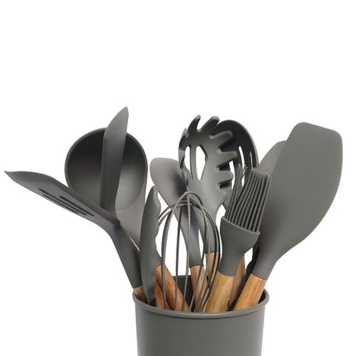 Jogo de Utensílios De Cozinha Ndi com cabo de Madeira Cinza 12PCS