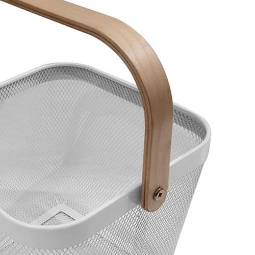 Cesto Organizador Ndi Metal Quadrado Branco 18x18x24cm Branco