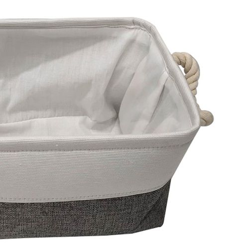Cesto Organizador Poliéster Quadrado 30x20x15,5cm Branco e Cinza ST72930 Ndi