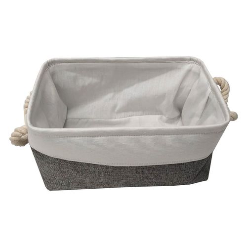 Cesto Organizador Poliéster Quadrado 30x20x15,5cm Branco e Cinza ST72930 Ndi